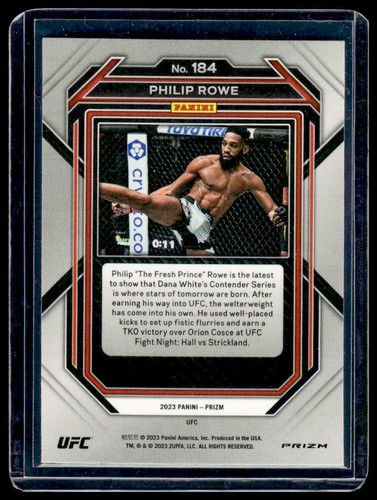 2023 Panini Prizm UFC Philip Rowe RC Rookie Ruby Wave Prizms 184 - Picture 2 of 2