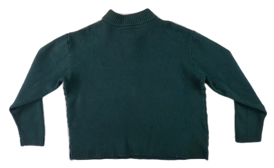 Blusa suéter pulôver de malha vintage Filson EUA masculina GG verde 100% lã 1/4 quarto com zíper - Imagem 4 de 4