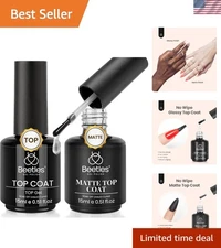 Beetles 2 Pcs 15ml No Wipe Gel Top Coats: Glossy & Matte Finish for Stunning ...
