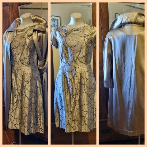 1950's Ensemble, Dress and Swing Coat, Coffee, Rayon, by 'Zanko Melbourne', s... - Picture 1 of 24