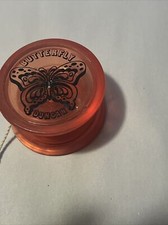 Vintage 1970s Duncan Butterfly Yo-Yo - Orange W/Black Words And Design