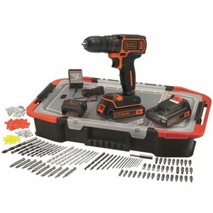 BLACK & DECKER Perceuse sans fil Lithium 18V 2 batteries Coffret 160 accessoires