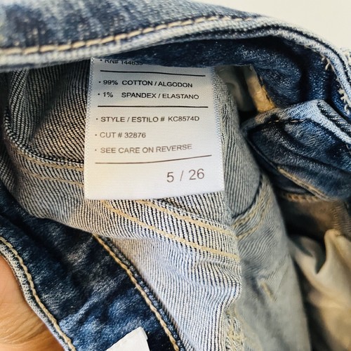 Kancan Skinny Jeans Size 5/26 Distressed Raw Hem Stretch Medium Blue Wash Casual - Picture 6 of 9