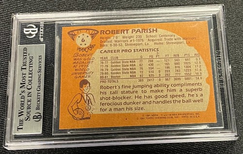 ROBERT PARISH SIGNED 1981 TOPPS CARD #6 BECKETT Authentic CELTICS 940 - Picture 2 of 2