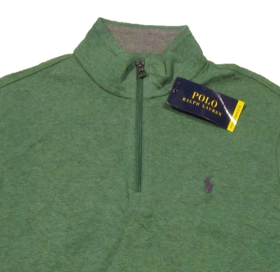 3 cremalleras de cuarto de jersey de punto Ralph Lauren | Verde, granate. & Beige | Talla pequeña Foto 4 de 4