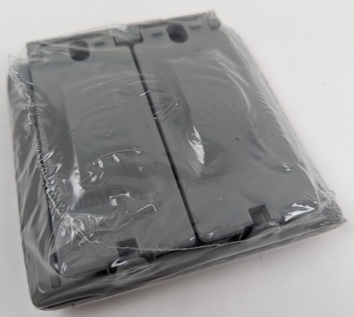 2 Topaz WC2225 Outdoor 2-Gang Flip Weatherproof Metal Cover Gray Vertical 16in1 - Picture 3 of 6