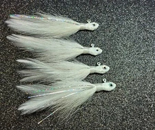 4 Preacher Jigs - 3" Bucktail Hair Jigs 1/8 th oz for Bass, Crappie, Bluegill 
