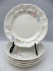 Pfaltzgraff-Tea-Rose-pattern-set-lot-of-5-Salad-plates-7-3-8-034-EUC