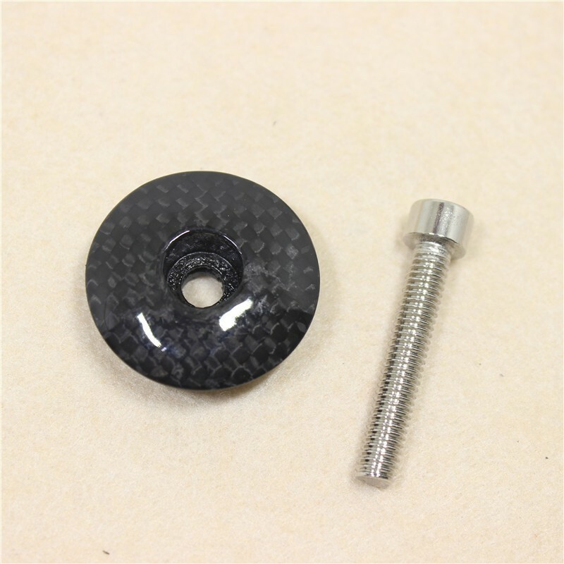1 1/8" Matte Carbon Fiber Headset Stem Top Cap +Bolt MTB Road Mountain