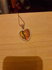 Kettenanhänger Rosegold Herz Glitzer Glas Kunstschmuck Selbstgemacht Unikat