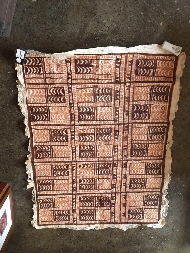 Vintage Tribal Pacific Island Large Bark Indigenous Tapa Traditional cloth - image 2 of 4