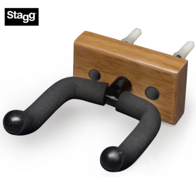 Stagg GUH-WN REC Wall Mounted Guitar  Hanger with Rectangular Wood Base