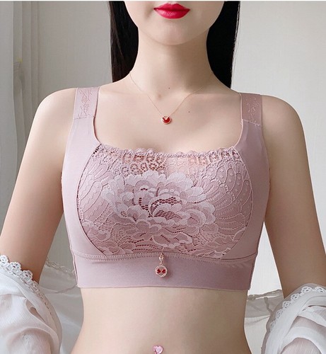 Damen Volldeckender BH Mesh Push Up Blumen Dünn Übergröße Weste Unterwäsche 20541 - Bild 3 von 31