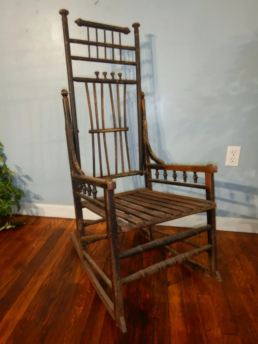 Antique Victorian Ball Stick Rocking Chair Small Adult Youth Rocker