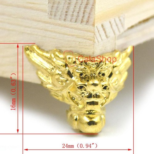 Plastic Jewelry Chest Boxes Wood Decorative gold Feet Leg Corner Protector Guard - Picture 3 of 11