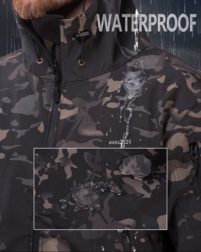 Windbreaker Mens Tactical Jacket Soft Shell Waterproof Military Camo Hooded Coat - Picture 4 of 47
