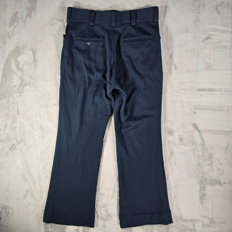 复古 20 世纪 70 年代 Waist-Watcher 蓝色 Talon 拉链男式正装长裤 (32x27) — 第 2/4 张图片