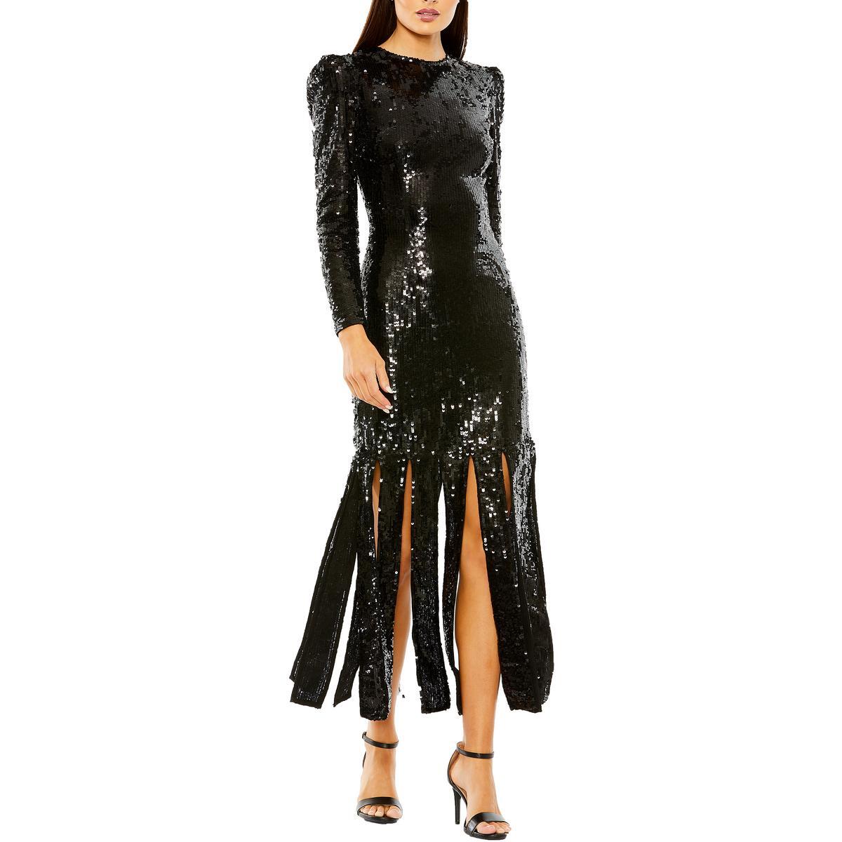Женское черное вечернее платье Mac Duggal, расшитое блестками, 8 BHFO 4764