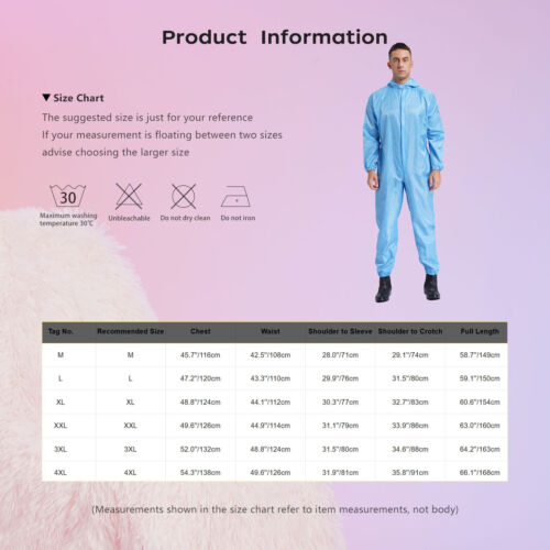 Mens Raincoat Long Sleeve Work Uniforms Elastic Cuff Jumpsuit Unisex Coveralls - Picture 44 of 44