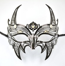 Men's Mask Laser Cut Venetian Black metal Devil Masquerade Mask