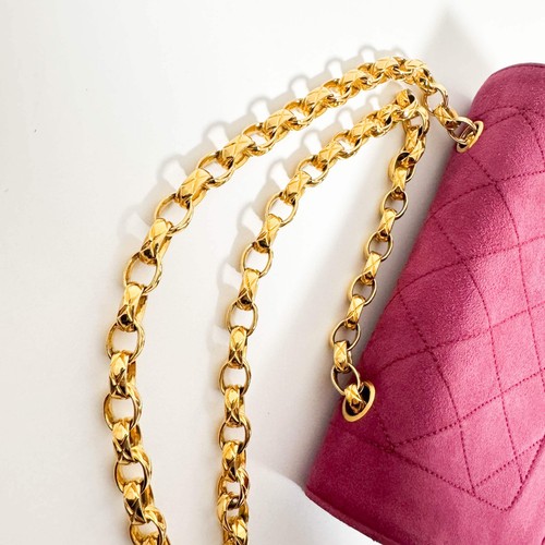 CHANEL Schultertasche Diana lila Wildleder gesteppt Single Flap Bijoux Kette - Bild 10 von 19