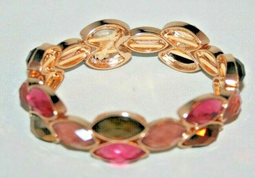 Anne Klein Gold Necklace, Bracelet, and Earrings set with Pink gems - Picture 3 of 4