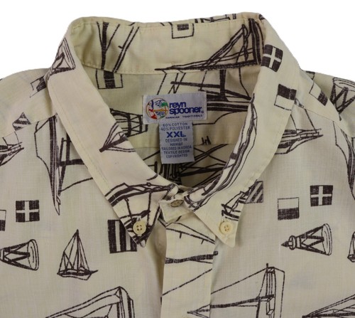 VTG 90s REYN SPOONER US Men’s XXL Sailboat Nautical Hawaiian Button Up Shirt - Picture 6 of 8