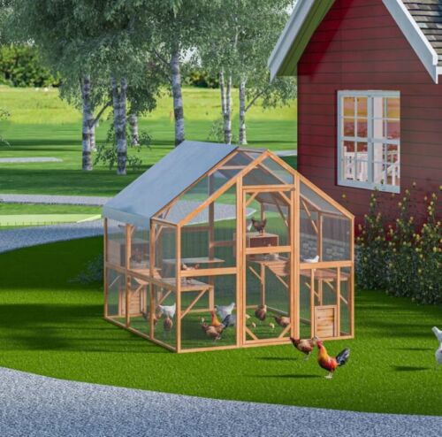 Solid Wood Heavy Duty Outdoor Chicken Coop, Walk-in Poultry Cage Chicken Run - Picture 2 of 12