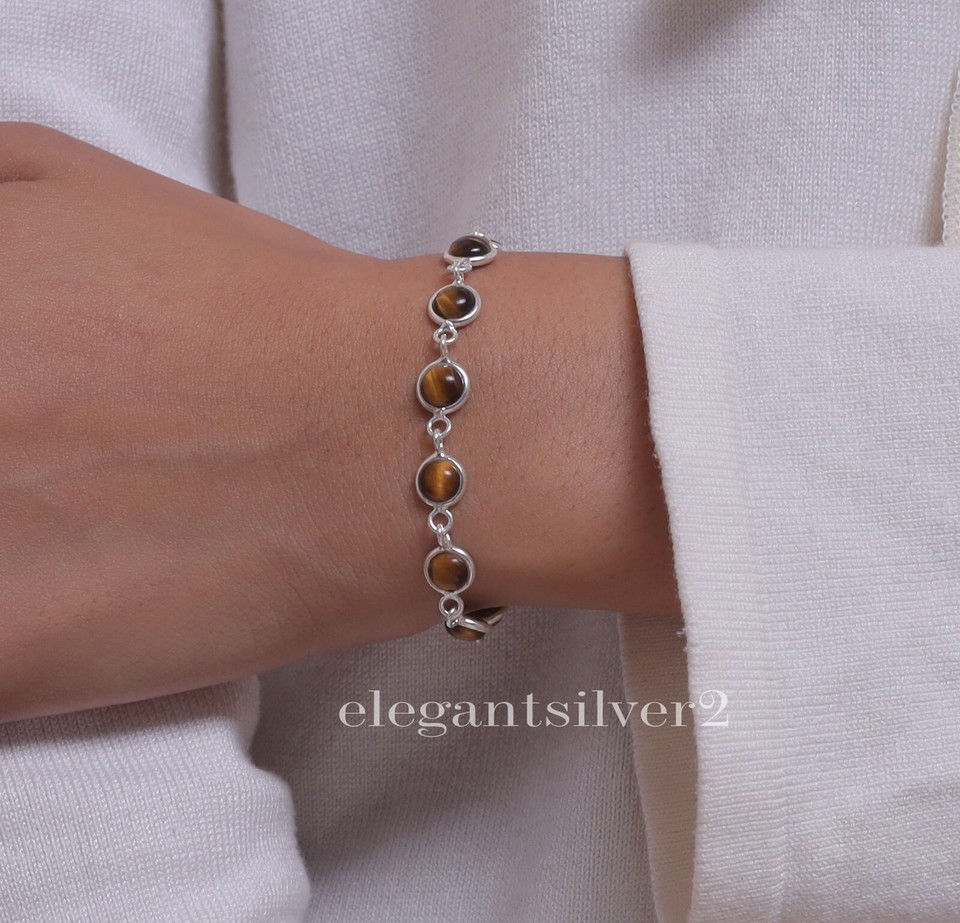 Tiger Eye Ring925 Sterling Silver Bracelet Gemstone Bracelet