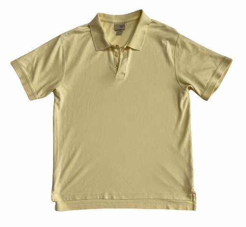 Vintage LL Bean Polo Shirt Yellow Short Sleeve T-Shirt Soft Cotton- Men's Medium - Picture 1 of 6