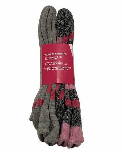 Kodiak Girls Thermal Socks 2 Pack Gray/Pink Combo Medium (101/2 - 4) - Picture 3 of 4