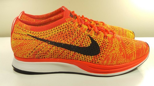 NIKE 2015 FLYKNIT RACER 526628 602 BRIGHT CRIMSON 9.5 TRAINER AIR MAX FORCE 1 90 - Picture 5 of 9