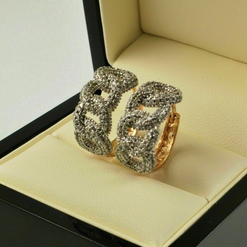 1.78 Ct Round Cut Simulated Diamond Hoop Huggie Earrings Gift Yellow Gold Plated - Picture 3 of 5