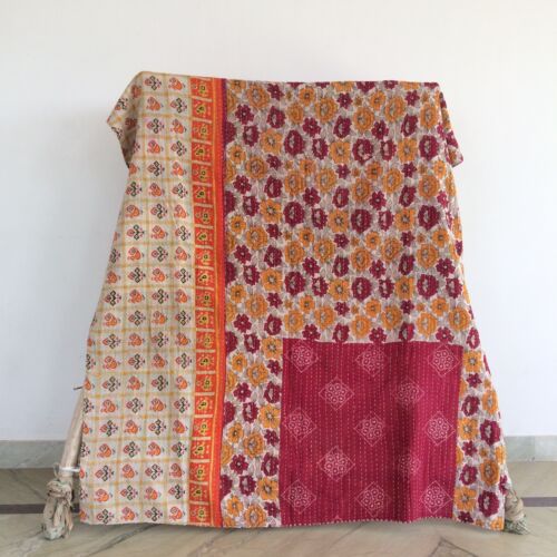 Handmade Vintage Throw Kantha Quilt Indian Blanket Ralli Gudari Bedspread Decor - Picture 7 of 21
