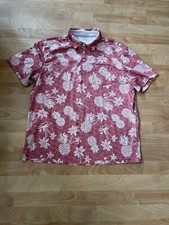 Izod Saltwater Mens Polo With Pineapple and Palm Tree all Over Print Size Large