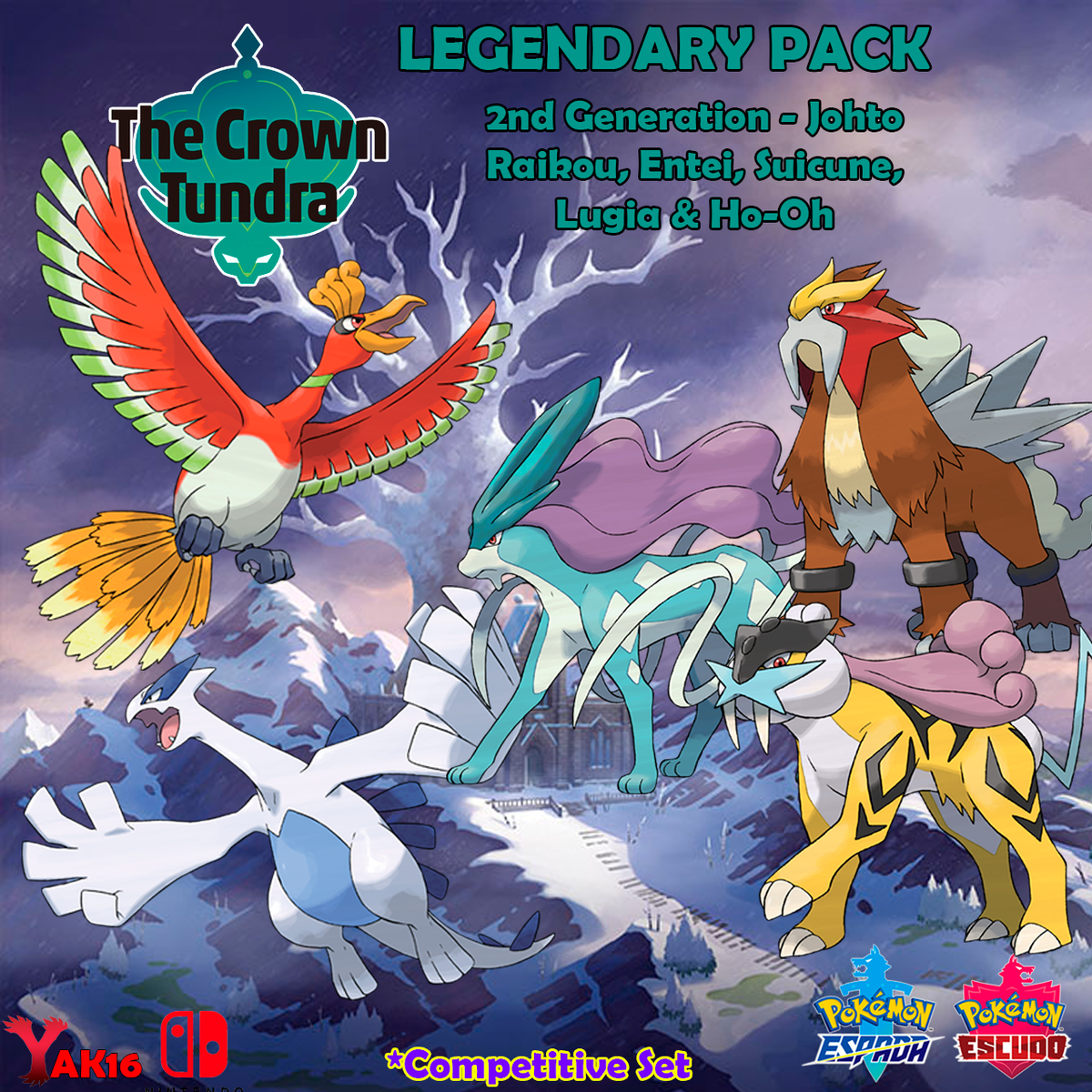 Lugia ho-oh Entei Raikou Suicune Legendary Johto DLC Tundra
