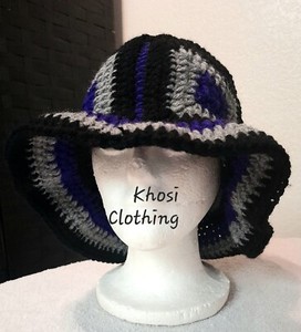 Purple  Multicolor Granny Square Crochet Handmade Fashion Bucket Hat