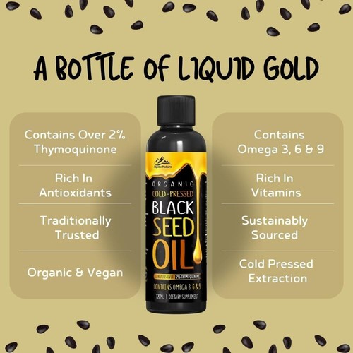 Black Seed Oil 200ml | with Omega 3, 6, 9 | Max Strength Over 2% Thymoquinone - Picture 2 of 4