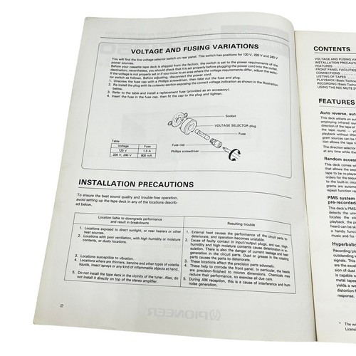 Original Pioneer CT-F1050 Stereo Cassette Tape Deck Bedienungsanleitung - Bild 4 von 5