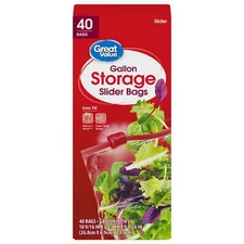 Fresh Seal Slider Zipper Bags, Gallon Storage, 40 Count