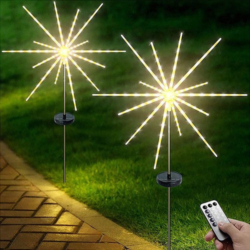 2 Pack Solar Firework Meteor Lights Outdoor For Garden Patio Yard Holiday Decor - Picture 15 of 16