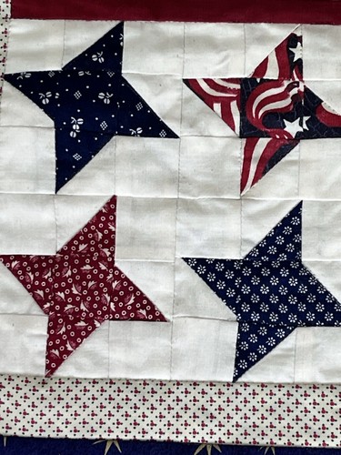 VTG Handmade Quilt Americana 18”x15” Flag Independence 4th July Patriotic - Picture 4 of 10