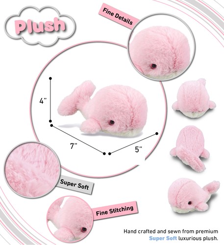 SUPER-SOFT PLUSH - PINK WHALE SMALL 7" - Picture 2 of 5