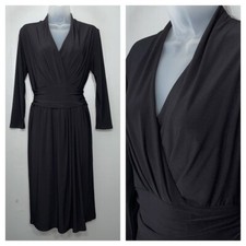 Chaps Size Medium Black Dress Faux Wrap Stretch Travel Dark Office Siren Goth