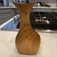 Turned Wooden Bud Vase Home Decor HT 1986 Butternut Burl Wood 