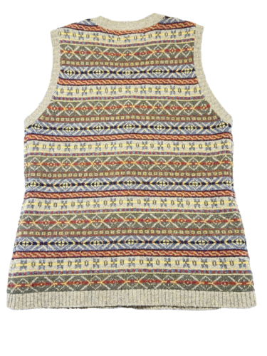 Vintage Lammwolle Nordic Fair Isle Pullover Weste Knopfleiste Damen M - Bild 2 von 6