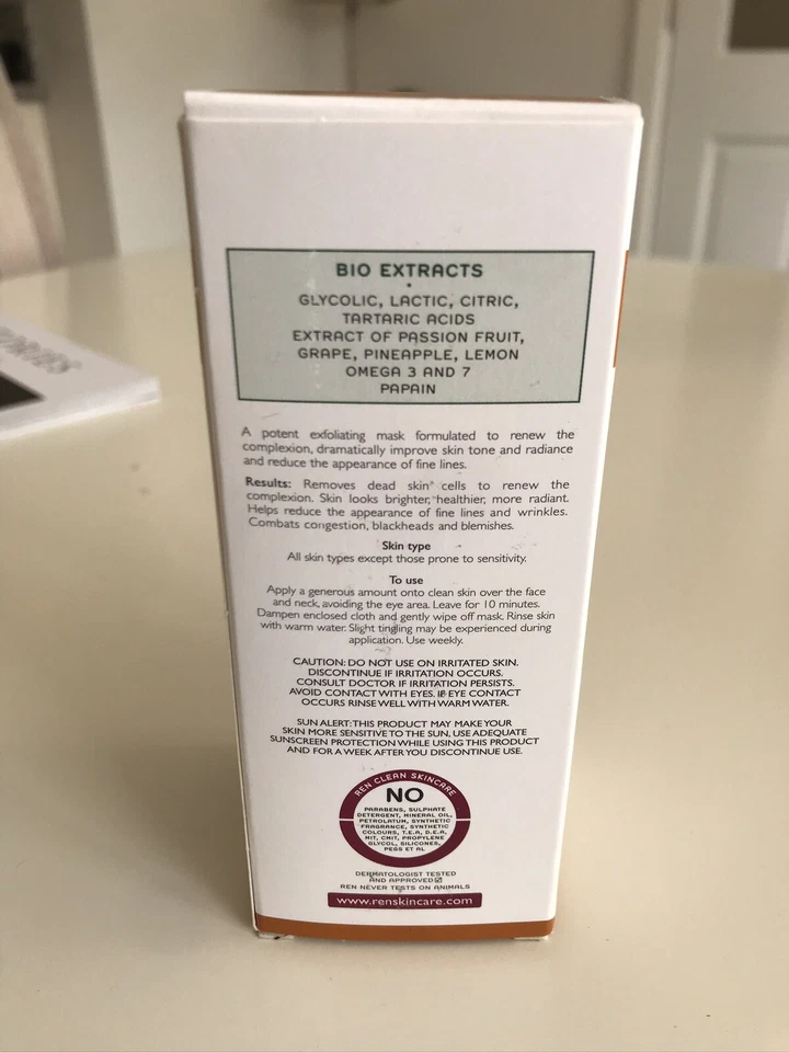 REN GLYCOL LACTIC RADIANCE RENEWAL MASK BRAND NEW GENUINE UNOPENED RRP £36.00  - Image 3 of 3