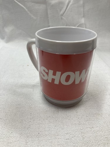 SHOWTIME TV MUG CABLE CHANNEL PROMO PLASTIC RED WHITE COFFEE TEA CUP TELEVISION. - Picture 1 of 7