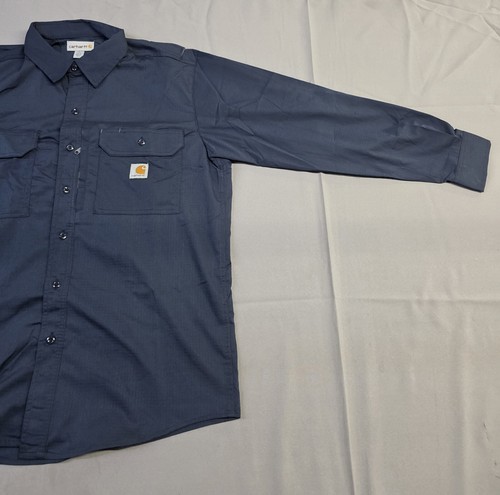 Carhartt Mens Long-Sleeve Button-Down Work Shirt, Navy - Picture 3 of 12