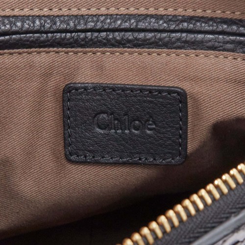 CHLOE Marcie black scaled leather gold hardware satchel bag - Picture 10 of 11